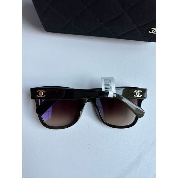 NWT Chanel Acetate Polarized Square CC Sunglasses 5380 Black OS $415 - Picture 8 of 11